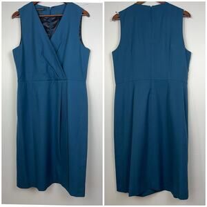 Pendleton 100% Virgin Wool Sheath Dress Blue Sleeveless Career Classic Sz 14
